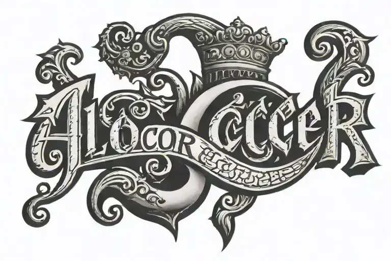 back tattoo "Alcocer" in a old english font cholo style tattoo design idea