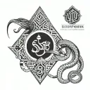 Geometrical tattoo design with Punjab/punjabi + Australia + Damru + quote from shivpuran & snake tattoo design idea