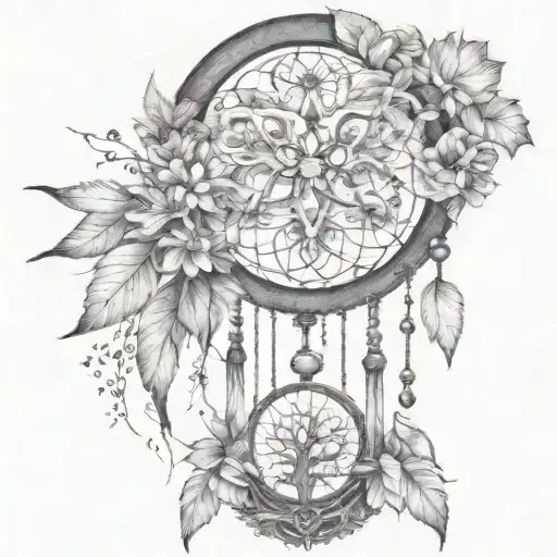 dreamcatcher, tree of life,  lotuses tattoo design idea