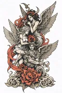 angels vs demons tattoo design idea