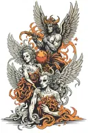 angels vs demons tattoo design idea