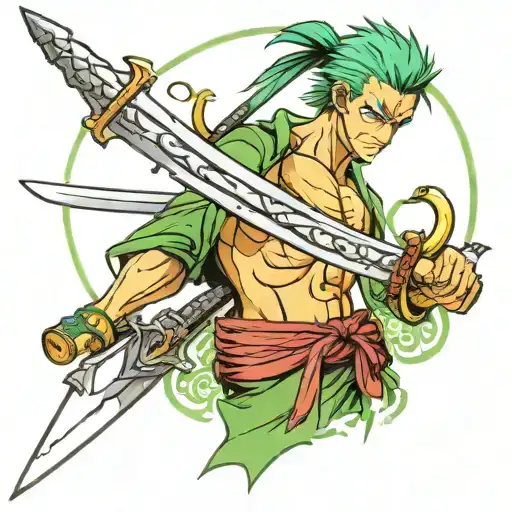 swords of Zoro one piece tattoo design idea