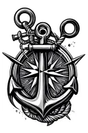 anchor and compass  tattoo design idea