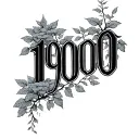 the number 1900 tattooed in times new roman font with leaves and trees growing off the numbers tattoo design idea