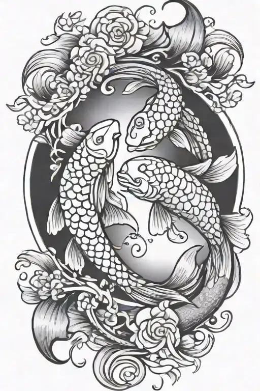 yin yang koi fish tattoo design idea
