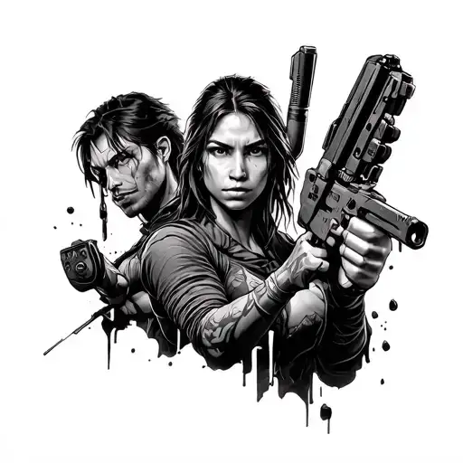 tattoo video game tomb raider , fallout , hades , metal gear solid , isaac tattoo design idea