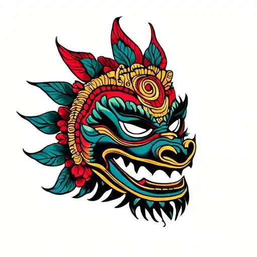 sri lanka naga raksha mask tattoo design idea