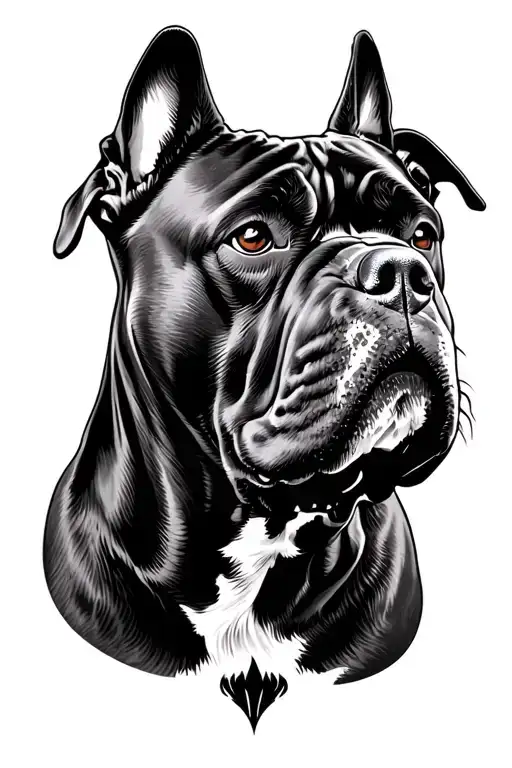 cane corso side profile tattoo design idea