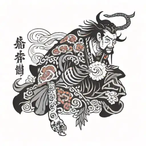 Japanese folk hero tattoo design idea