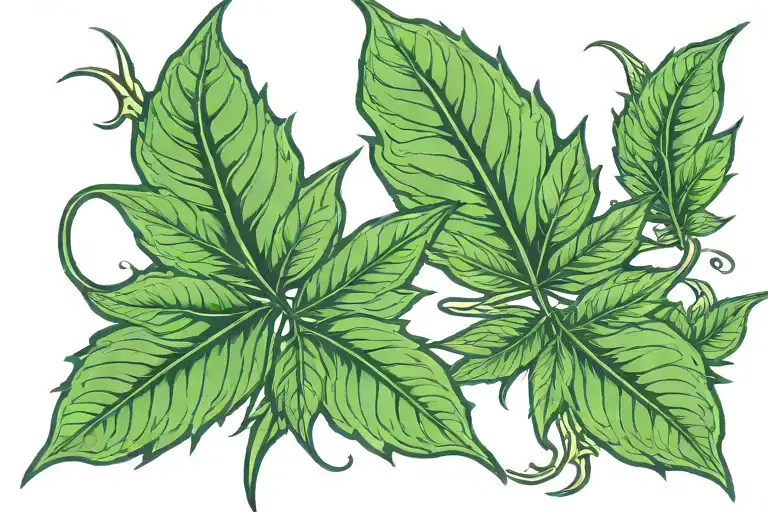 weed leaf morphing tattoo design idea