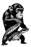 monkey, turtle and crocodile playing tattoo design idea