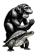 monkey, turtle and crocodile playing tattoo design idea
