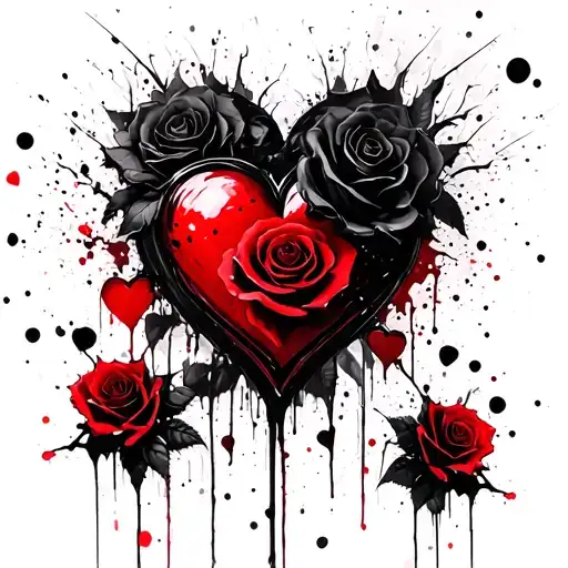 Black roses dark gothic heart shaped spots tattoo design idea