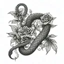 snake wrapped around collarbone with birth flowers of June, July, August, November, December   tattoo design idea