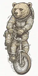 outer space bicycling bear tattoo design idea