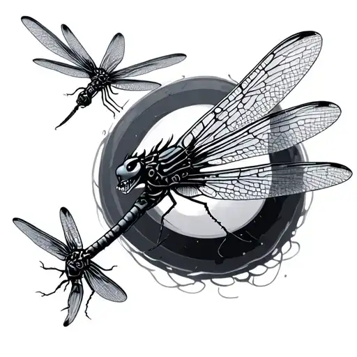 mechanical dragonflies tattoo design idea
