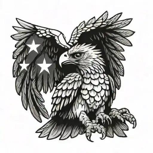 Harpy Eagle holding Panamanian flag in its talons tattoo design idea