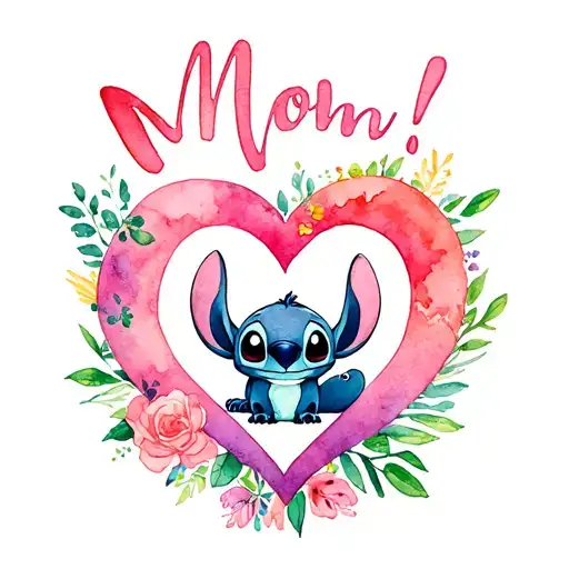 Stich with a heart and letters mom inside tattoo design idea