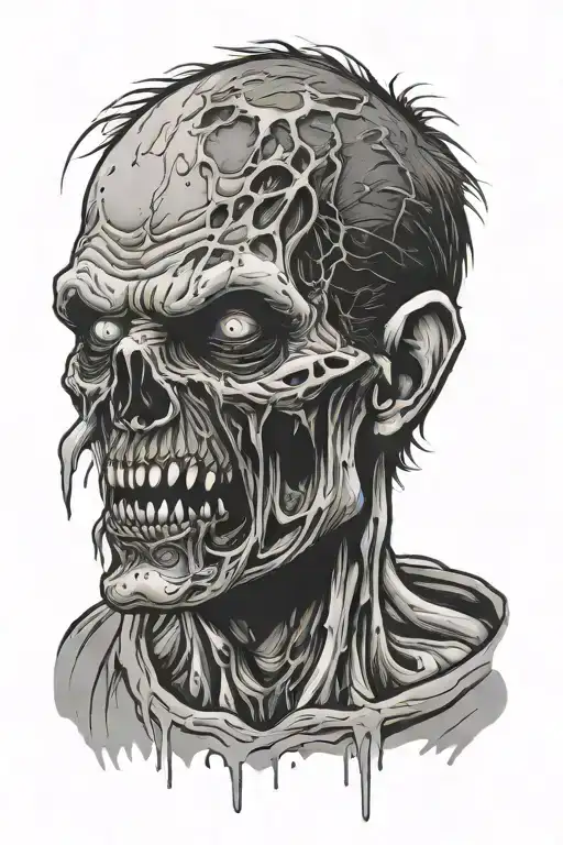 zombie ripping his own face off tattoo design idea