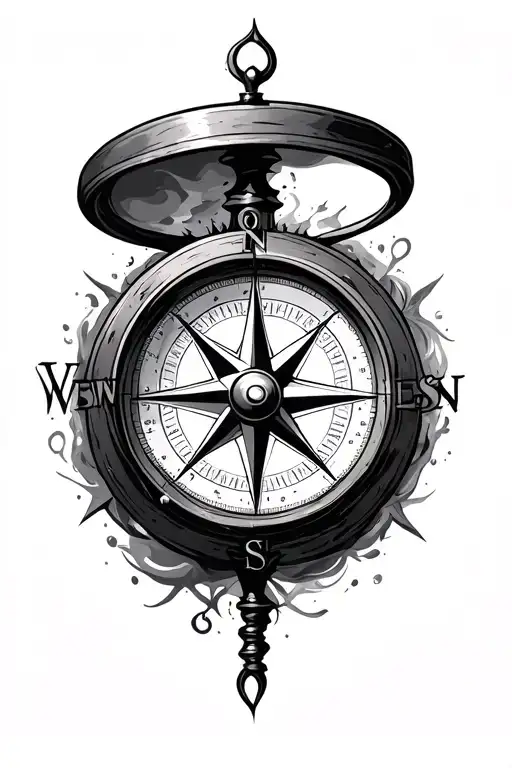 Compass tattoo design idea