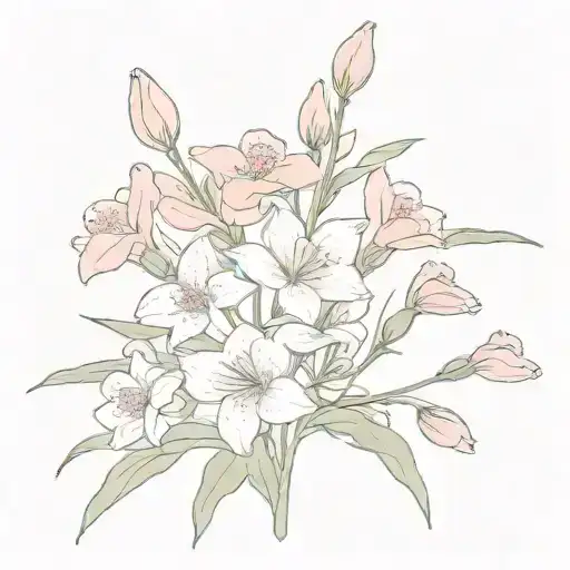 , snowdrop, sweet pea, cherry blossom, poppy bouquet tattoo design idea
