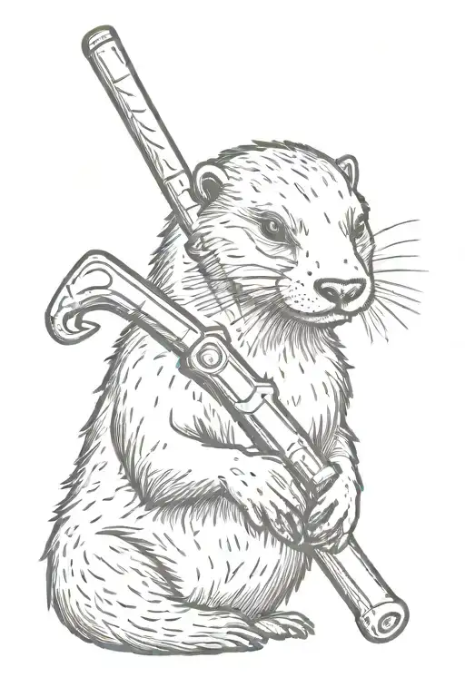 otter with pipe wrench  tattoo design idea