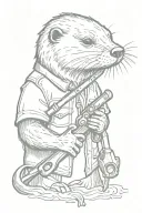 otter with pipe wrench  tattoo design idea