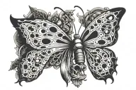 A butterfly created with a skeleton head tattoo design idea