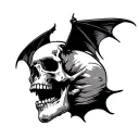 skull with bat wings one wing closed tattoo design idea