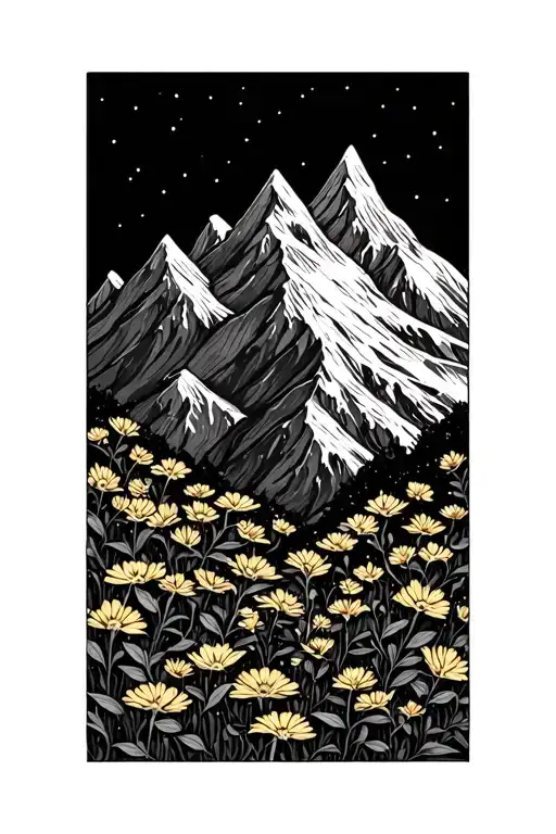 hyssop and mustard mountain peak tattoo design idea