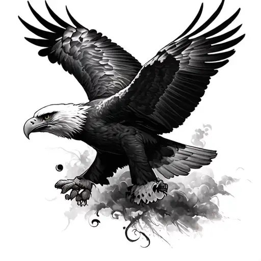 Full right arm sleeve tattoo, bold black and gray realism with selective color accents. Shoulder: large, realistic Eagle tattoo design idea