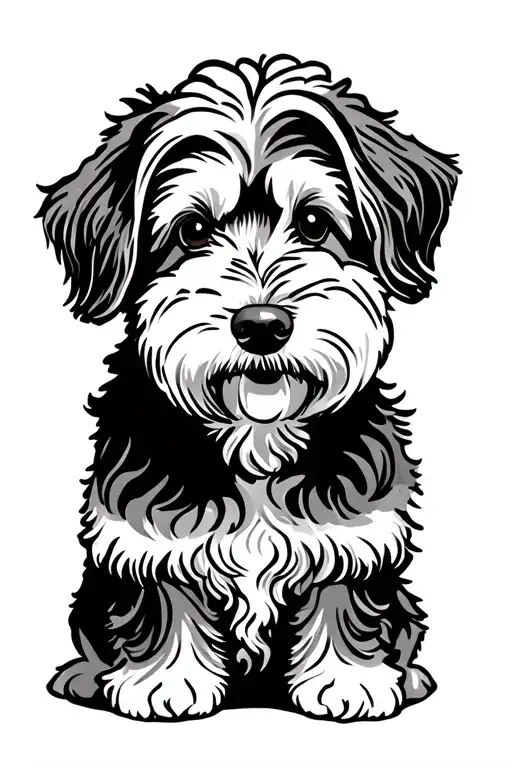 Keith haring style goldendoodle dog tattoo design idea