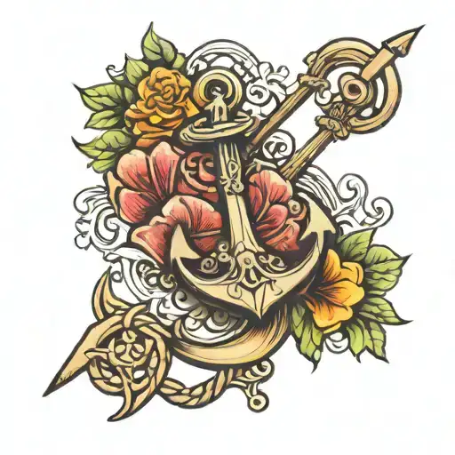 fleur de lis and anchor tattoo design idea