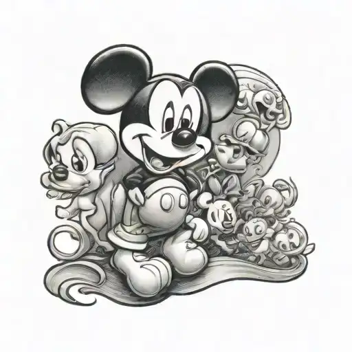 a disney theme tattoo with the name Oliver  tattoo design idea