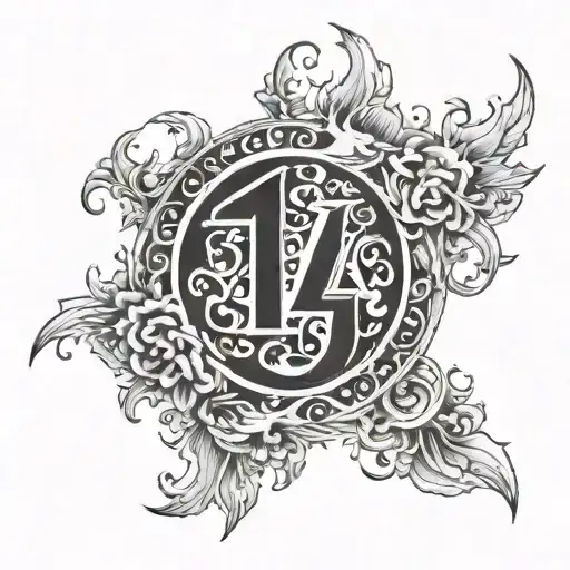 a flaming number 7 heavenly virtues tattoo design idea