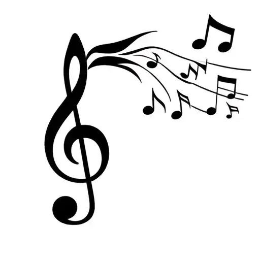 g music note with music notes floating tattoo design idea