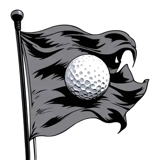 golf flag waving tattoo design idea