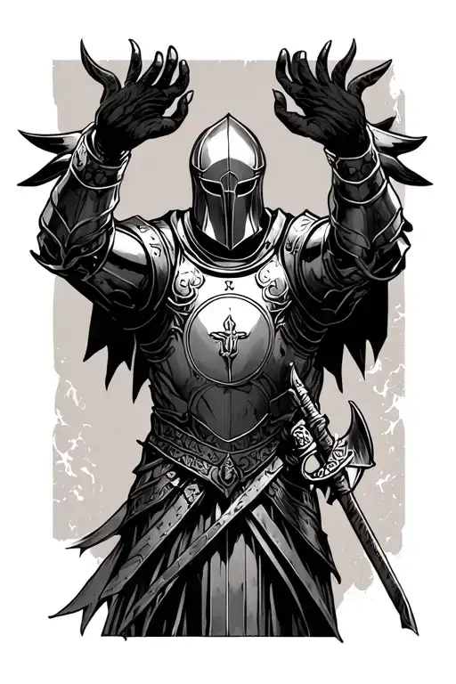 Armor of God reaching tattoo design idea