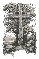 cross and empty tomb tattoo design idea