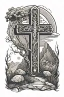 cross and empty tomb tattoo design idea