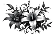 Cyber sigilism style tattoo with stargazer lilies with vines tattoo design idea