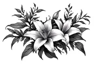 Cyber sigilism style tattoo with stargazer lilies with vines tattoo design idea