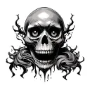 skull wearing mask crying eyes tattoo design idea