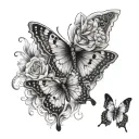 Chosen one with aesthetic elements like cute stencils and butterflies tattoo design idea