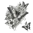 Chosen one with aesthetic elements like cute stencils and butterflies tattoo design idea