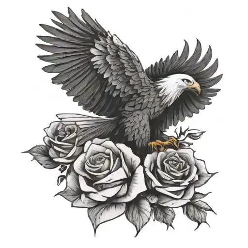 eagle with rose tattoo design idea