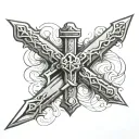 sword cross stone  tattoo design idea