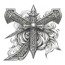 sword cross stone  tattoo design idea