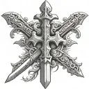 sword cross stone  tattoo design idea