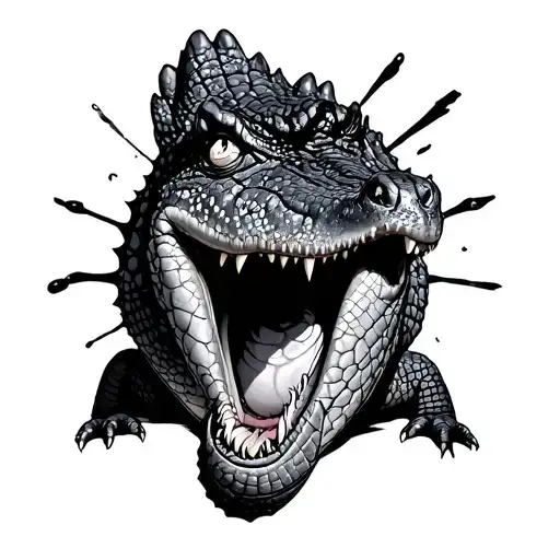 Alligator Russian roulette tattoo design idea
